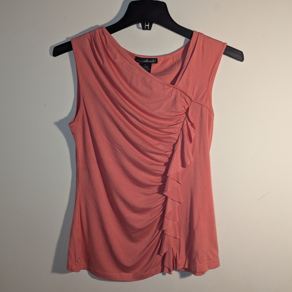 Willi Smith Pink Ruched Sleeveless Blouse